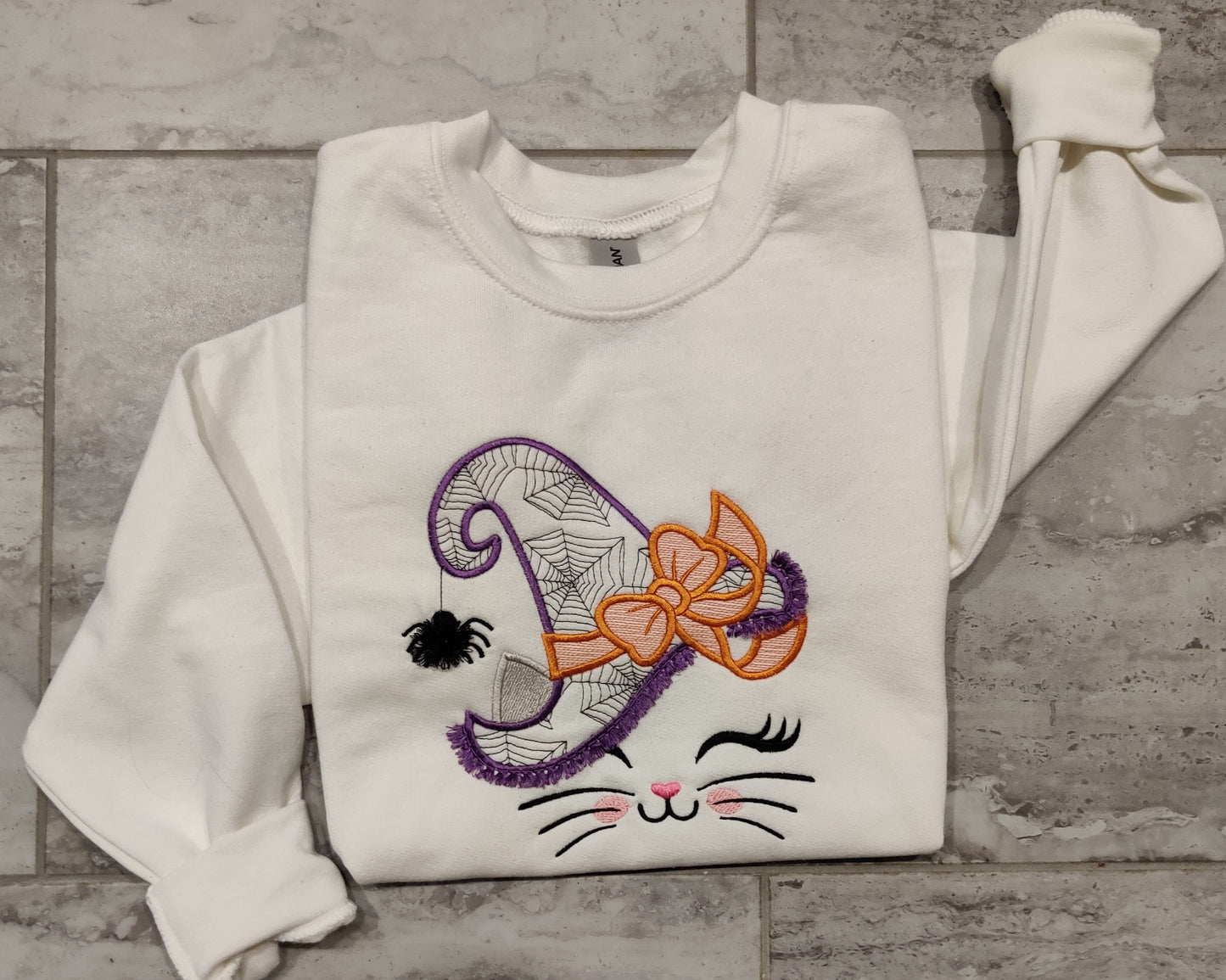 Youth Cat Witch Halloween sweatshirt